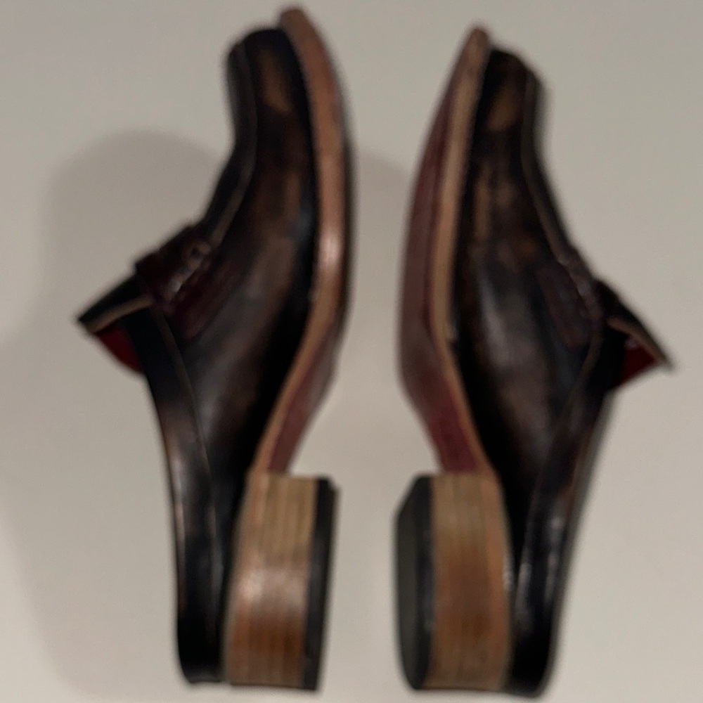 Freebird Slide Mona Lisa Mules Distressed Look Brown Leather - Picture 2 of 6